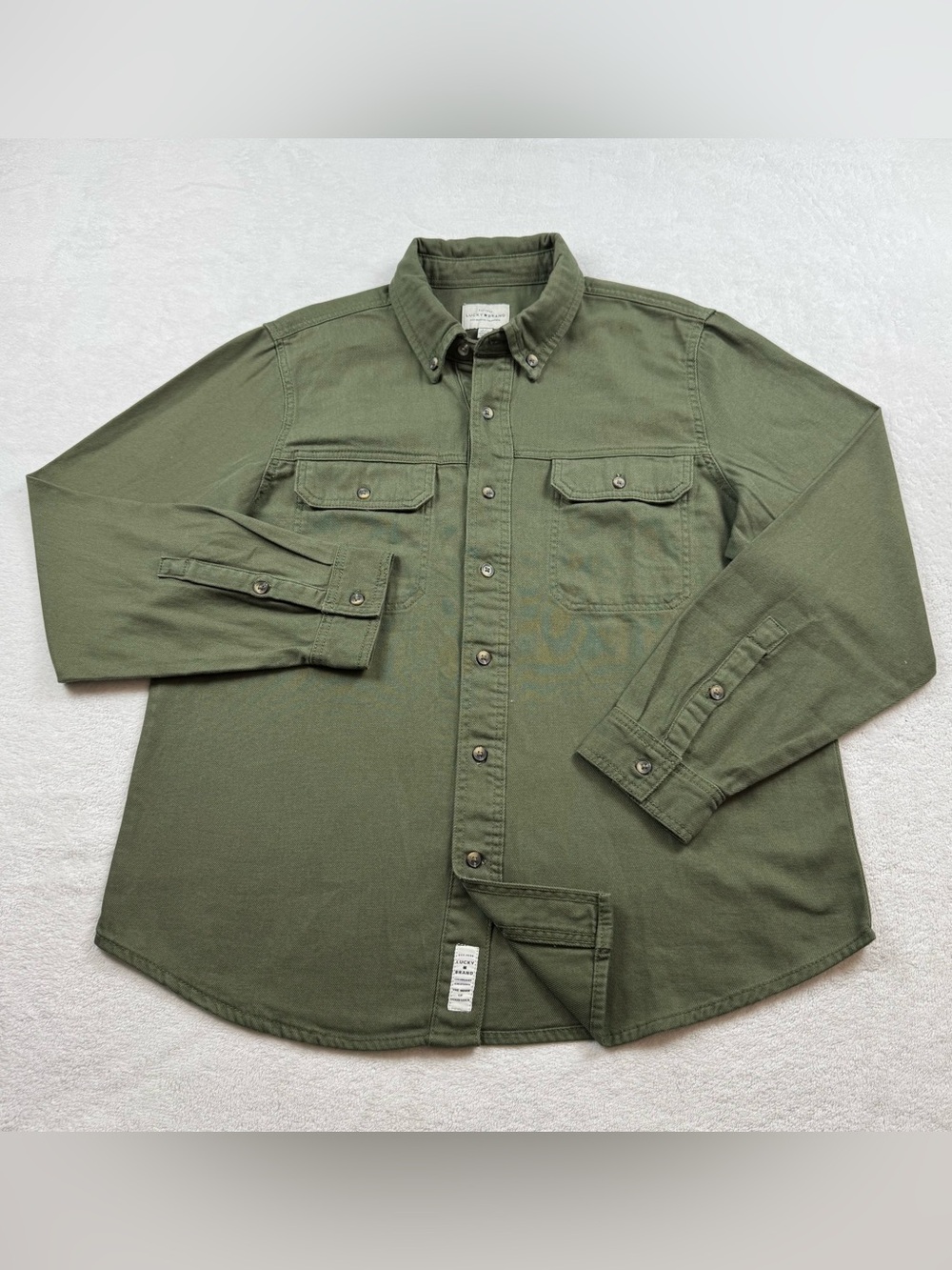 Lucky brand utility Raven canvas shirt men’s L green heavyweight button down
